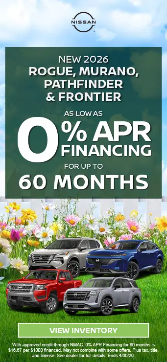 New 2026 Rogue, Murano, Pathfinder & Frontier Special